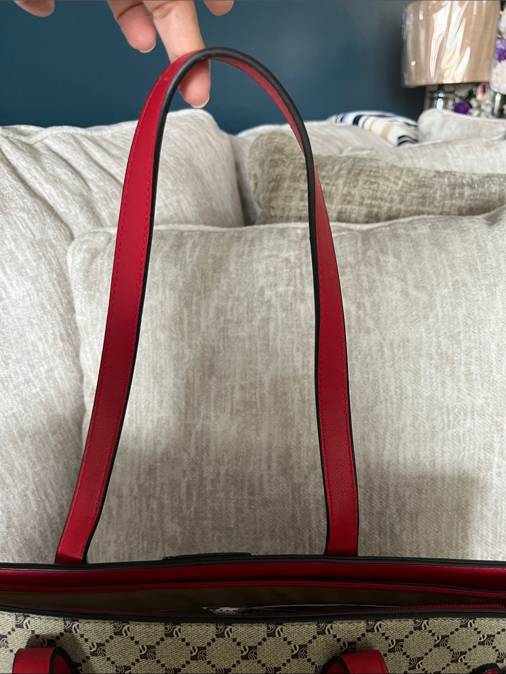 Bagallini | NWOT | Elegant Tan and Red Tote Bag Set - Picture 7 of 11